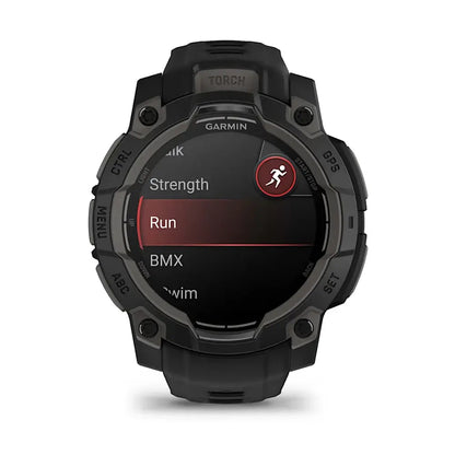 Vista frontal reloj Garmin Instinct 3 AMOLED encendido