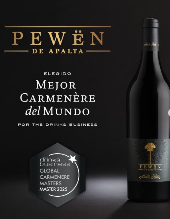 Detalle etiqueta vino Pewen Carmenere 750cc